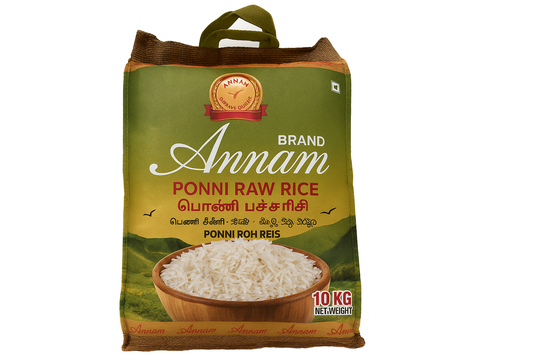Annam Ponni Raw Rice - Tamil in dritter Zeile